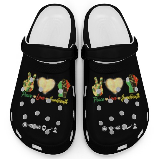 Peace Love Junenth Black History Month Pride Clogs