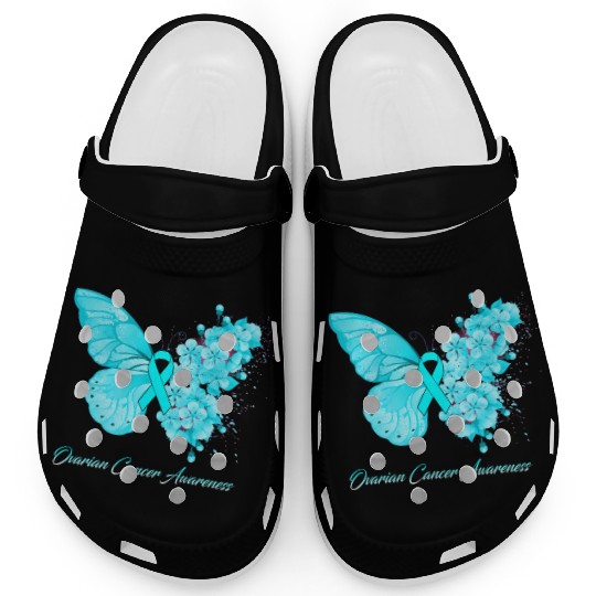 Ovarian Cancer Awareness Ribbon Teal Ovarian Cance Clogs