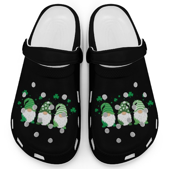 Gnomes Holding Shamrock Leopard Plaid St Patrick'S Clogs