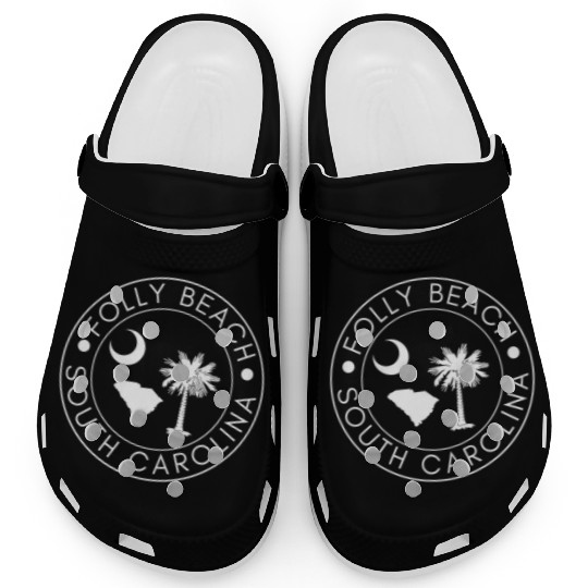 Folly Beach South Carolina Palmetto Map Flag Sc Clogs