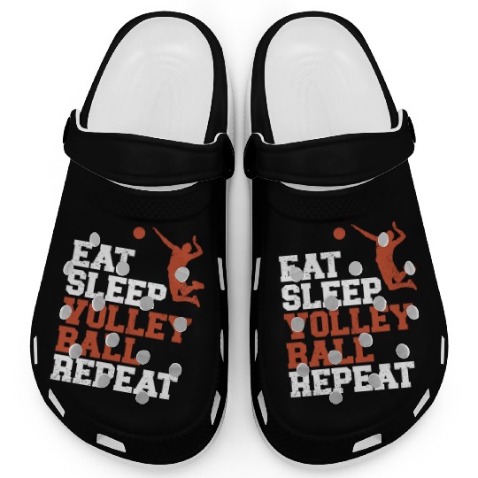 Eat Sleep Volleyball Repeat Volleyball Fun Gift Clogs