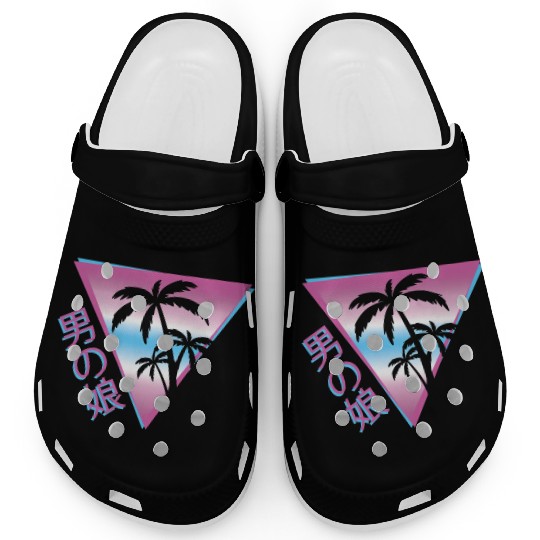 Femboy 80S 90S Palm Tree Japanese Vaporwave Aesthe Clogs