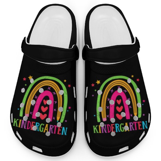 Kindergarten Rainbow Teacher Student Back To Schoo Clogs