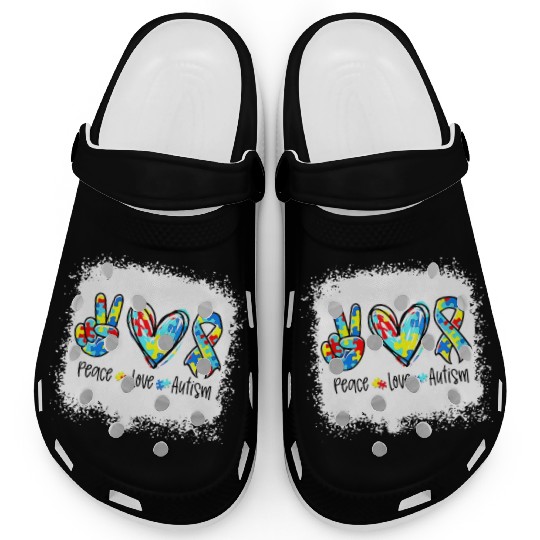 Peace Love Autism In April We Wear Blue For Autism Clogs