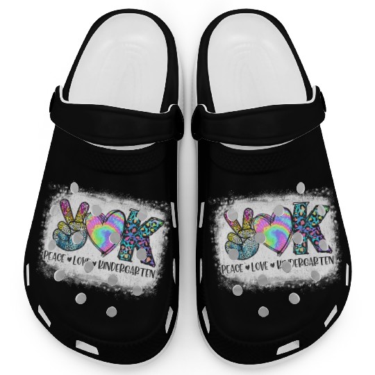 Peace Love Kindergarten Teacher Appreciation Retro Clogs