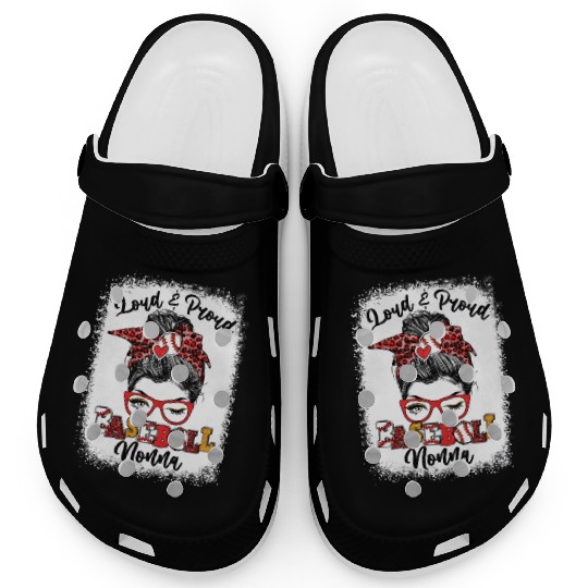 Loud And Proud Baseball Nonna Messy Bun Bleached Clogs