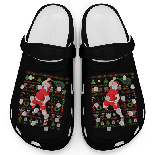 Ugly Tennis Player Santa Claus Clogs