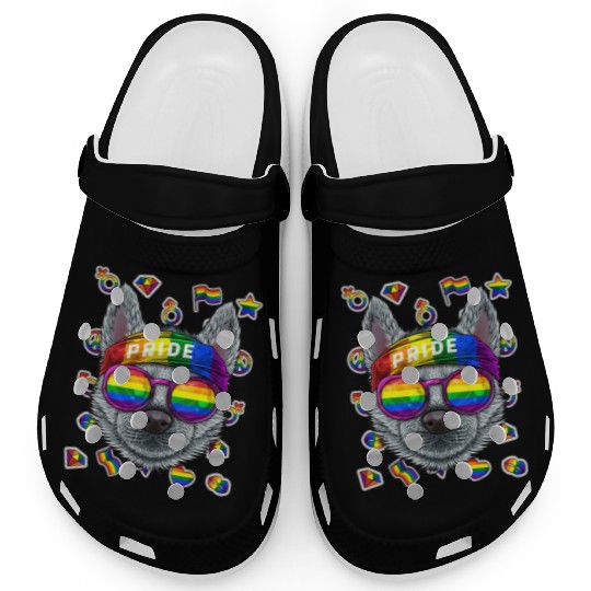 Lgbt Husky Gay Pride Month Dog Rainbow Lesbian Clogs