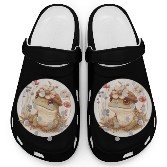 Cottagecore Cute Frog Toad Flower Crown Dark Acade Clogs