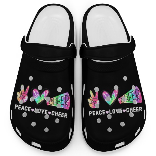 Peace Love Cheer Tie Dye Cheerleading Cute for Che Clogs