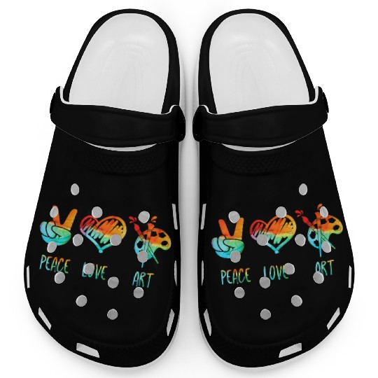 Peace Love and Art Teacher Back to School Art Teac Clogs