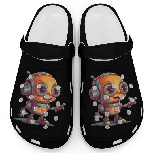 Cute waving robot illustration technology friendly Clogs