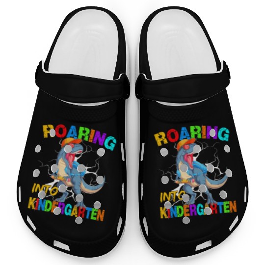 Roaring Into Kindergarten T Rex Dinosaur Back To S Clogs
