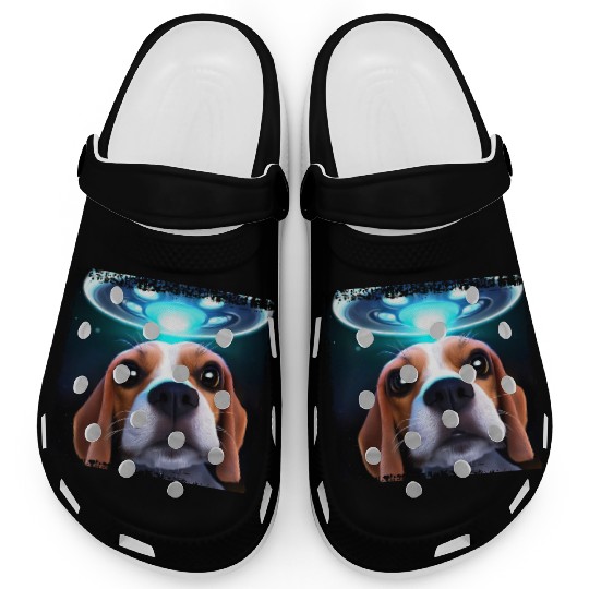 UFO selfie with beagle Clogs