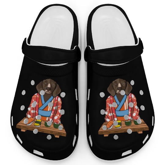 Kawaii Japanese German Shorthaired Pointer Kimono Clogs