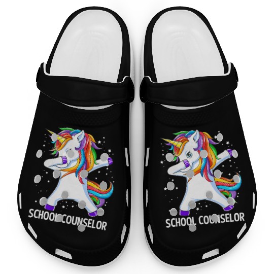 School Counselor Dabbing Unicorn Back To School Fu Clogs