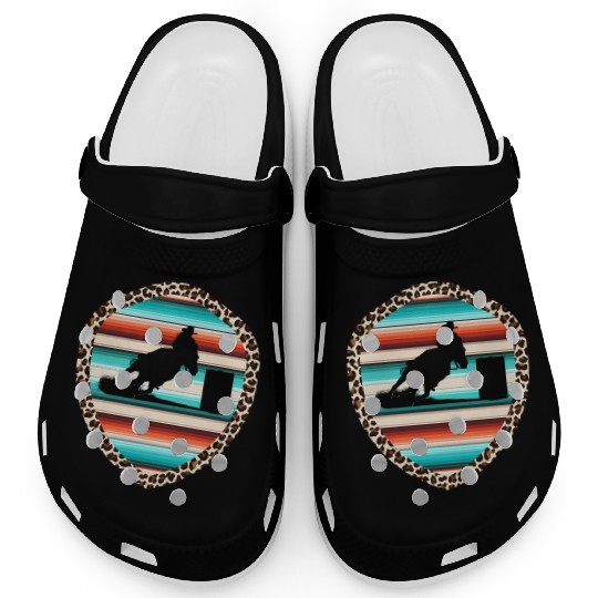 Horse Barrel Racing Serape Leopard Pattern Rodeo Clogs