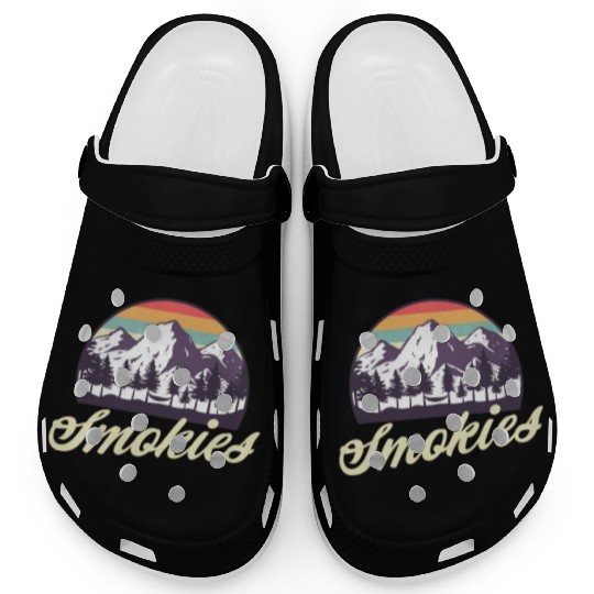 Retro Lake Tahoe Mountains Distressed Clogs