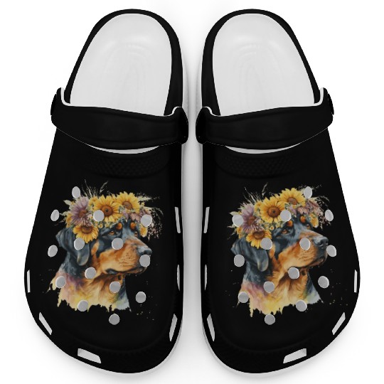 Cute Rottweiler Sunflower Dog Breed Pet Puppy Clogs