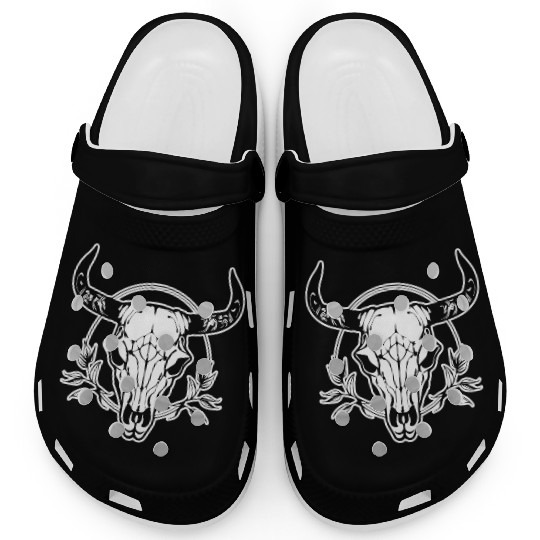 Cow Skull Boho Clogs