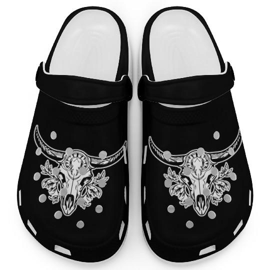 Cow Skull Boho Clogs