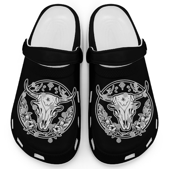 Cow Skull Boho Clogs