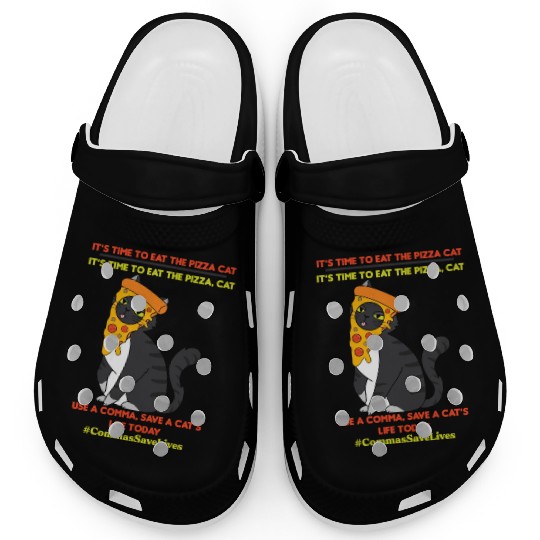 Commas Save Lives Pizza Cat Clogs