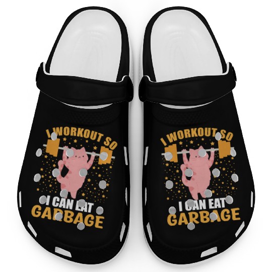 I Workout So I Can Garbage Funny Gym Cat Clogs
