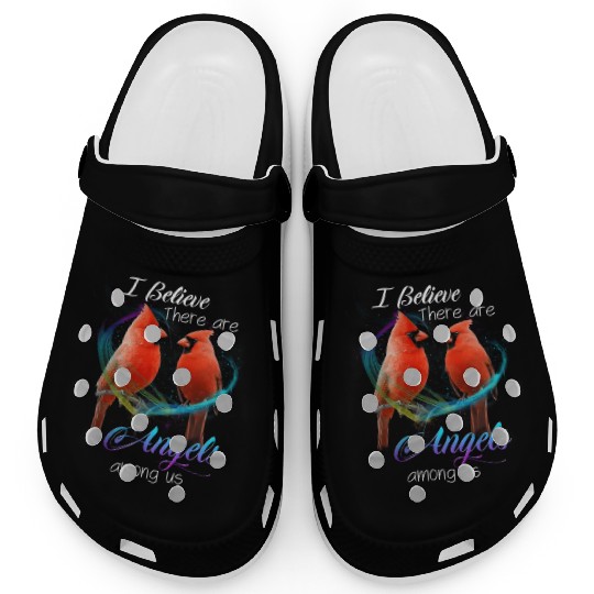 Cardinal Bird I Believe There Are Angels Among Us Clogs