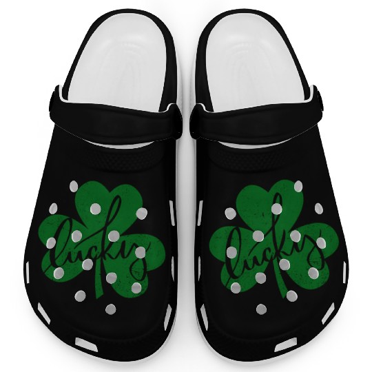 Lucky Shamrock St Patric Day With Shamrock And Clogs