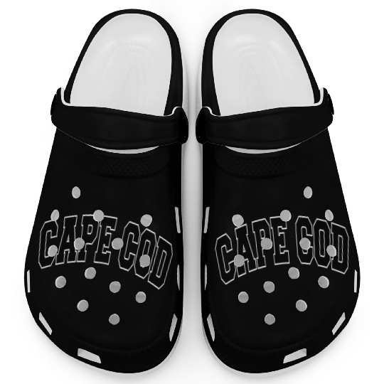 Cape Cod Massachusetts Varsity Style Black Text Clogs
