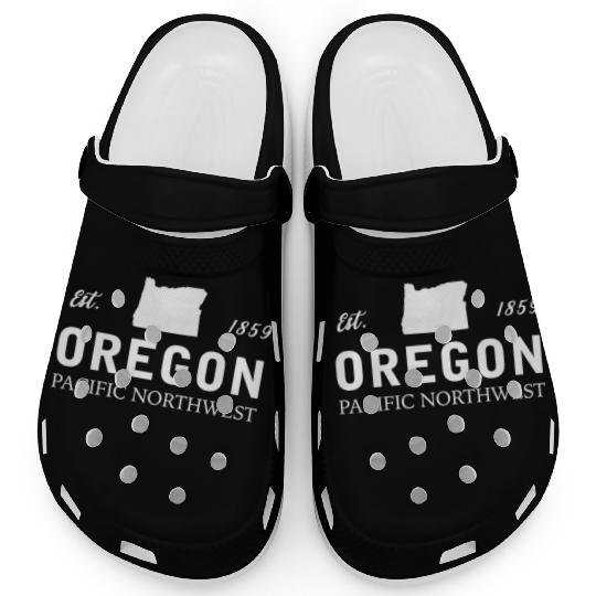 Oregon Est 1859 Pacific Northwest Us Flag Clogs