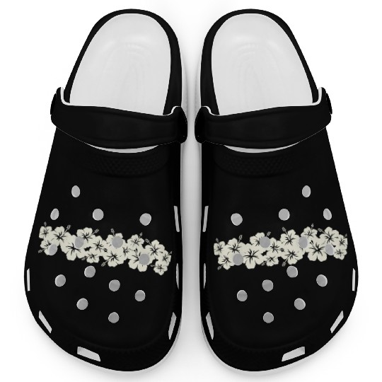 Surfer Style Floral Hibiscus Flower Row 1970S Clogs