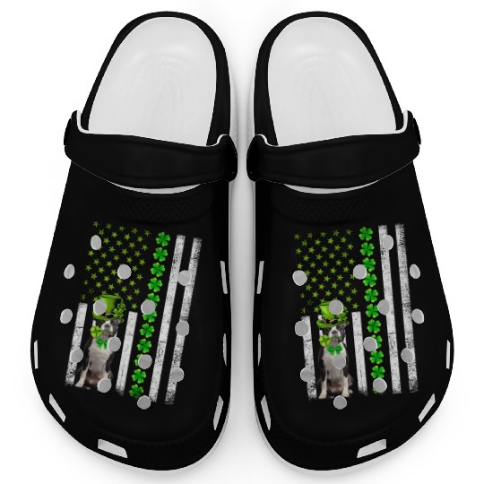 American Flag Boston Terrier Dog St Patric Day Clogs