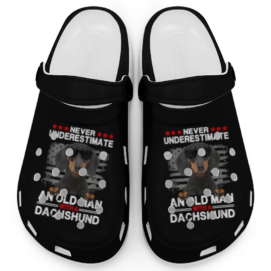 Never Underestimate An Old With A Dachshund Dog Clogs