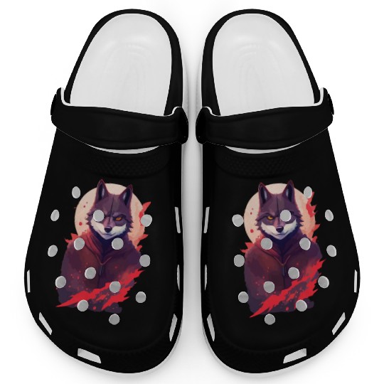 Ninja Style: The Cute Wolf Face with a Twist of Me Clogs