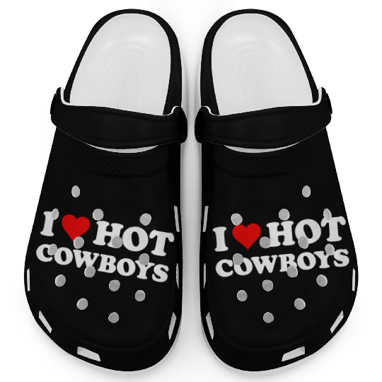 I Love Hot Cowboys Western Rodeo Clogs