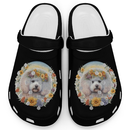 Cute Bichon Frise Sunflower Dog Breed Pet Puppy Clogs