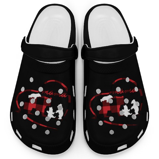 Mama Bear 3 Cubs Red Buffalo Plaid Heart For Mom Clogs