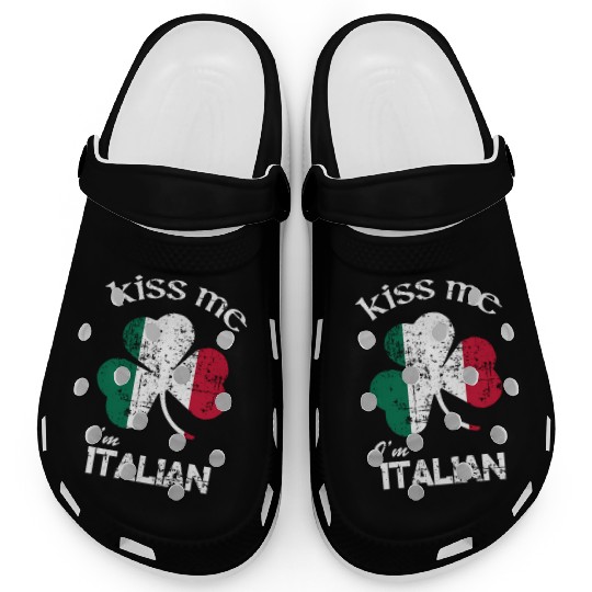 Distress Kiss Me I'M Italian St Patrick'S Day Clogs