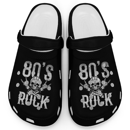 80S Rock And Roll Distressed Music Guitar Band Clogs