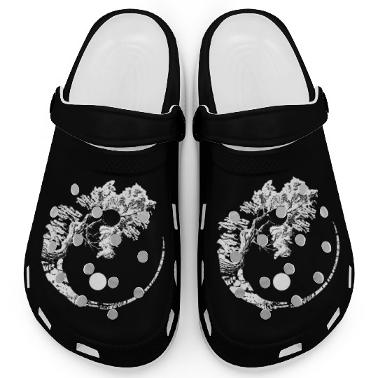 Bonsai Tree Print Zen rit Yin Yang Japanese Clogs