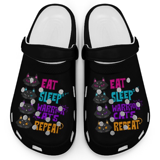 Eat Sleep Cat Warrior Repeat Cat Warrior Love Cats Clogs