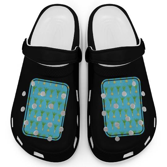 leek and onion pattern Clogs