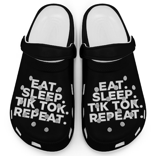 Eat Sleep tiktok Repeat retro vintage colors Clogs