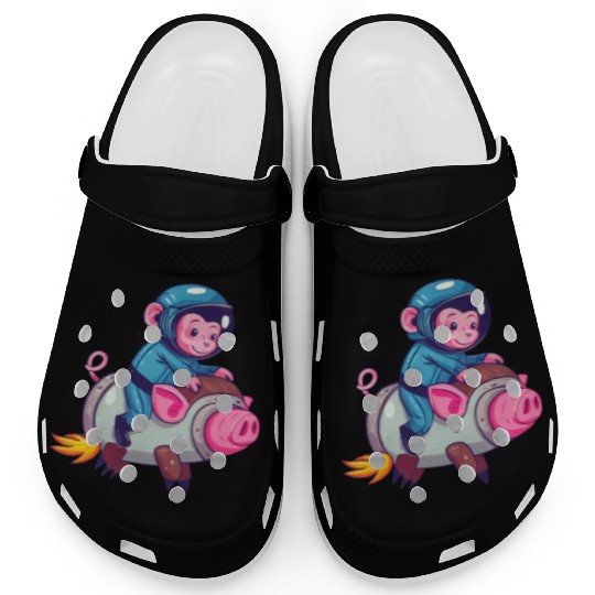 Pig and Monkey as Astronauts Clogs