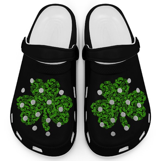 Gamer Game Shamrock St Patric Day Irish Clogs
