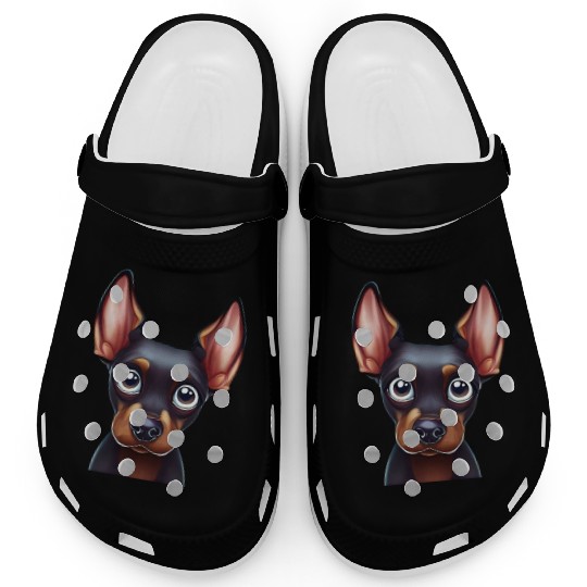 Playful Doberman Pinscher Art Clogs