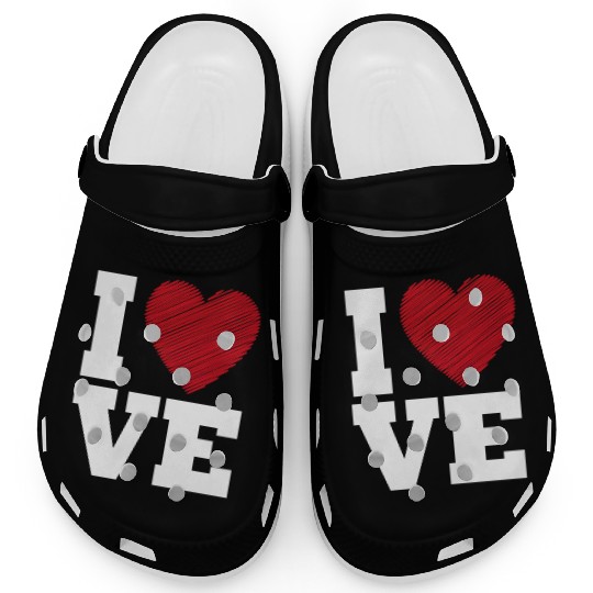 Love Heart Typography for Valentines Day Clogs