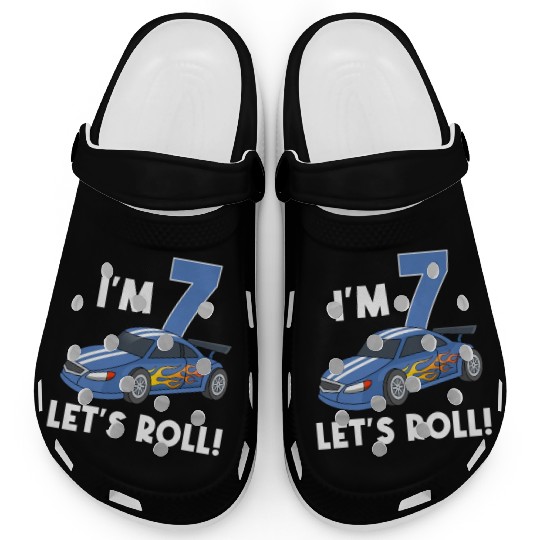 I'm 7 Let's Roll! Birthday Racer Seven Years Old Clogs